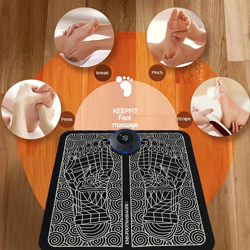 Electric Foot Massager Foot Massage Pad 8 Modes 19 Levels of Intensity Portable Folding Relieves Foot Pressure Relieves Fatigue