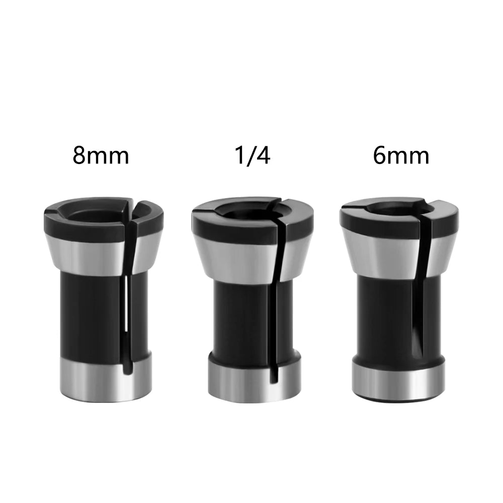 LAVIE 1pc 3PCS Set Collets 6.35mm 8mm 6mm Collet Chuck Engraving Trimming Machine Electric Router Milling Cutter Accessories