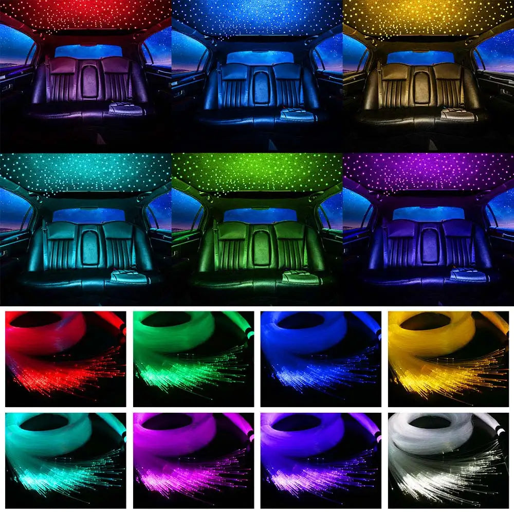Bluetooth16w Fiber Optic Lights Star Ceiling Lighting Kits Mixed Fiber Strands RGBW Light Source Car Use Headliner Home Decor