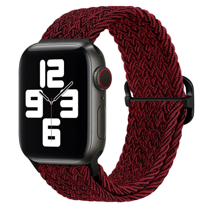 Braided Loop Strap For Apple Watch Ultra Band 49mm 44 45mm 42mm 41mm Nylon Elastic Belt Bracelet iWatch Series 9 8 7 6 5 4 SE 3