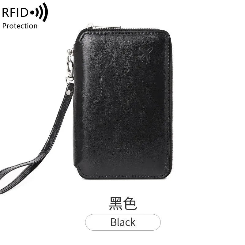 Minimalist and fashionable RFID passport holder multifunctional PU leather travel accessory passport holder wallet holder unisex