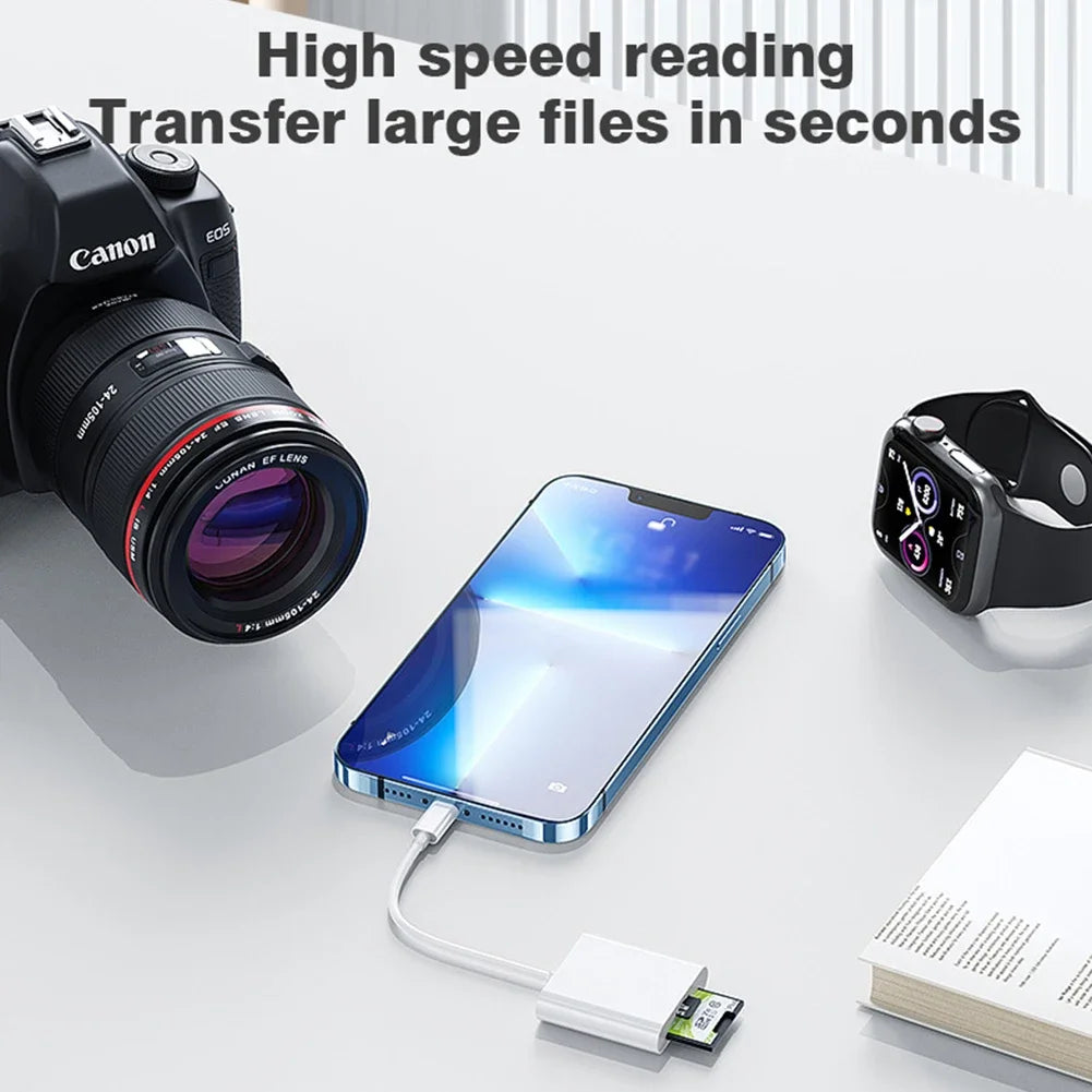 2-in-1 Lightning Card Reader Flash TF Slot for iPhone/iPad Memory Card/Mini SD Card Adapter Compatible E-commerce Product