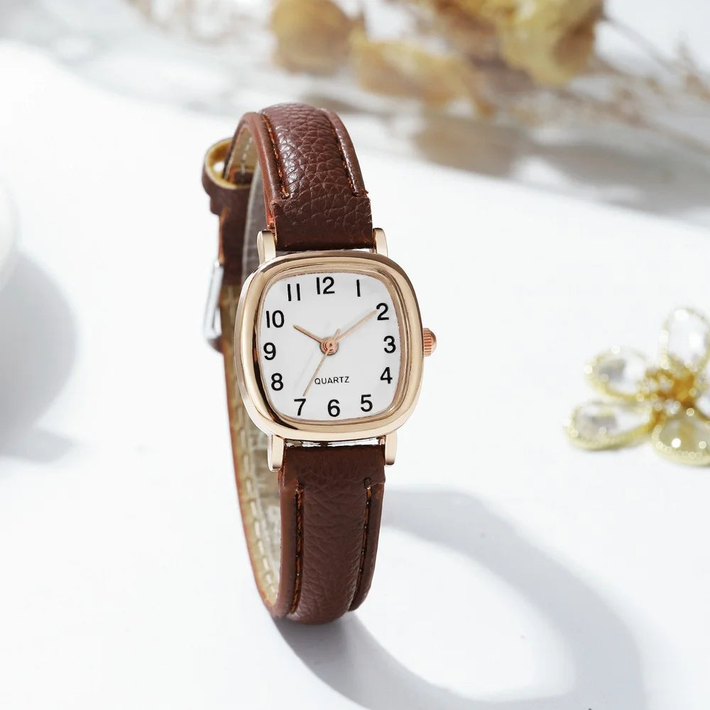Elegant Women's Watch Minimalist Leather Strap Quartz Wristwatch Casual Dress Watches