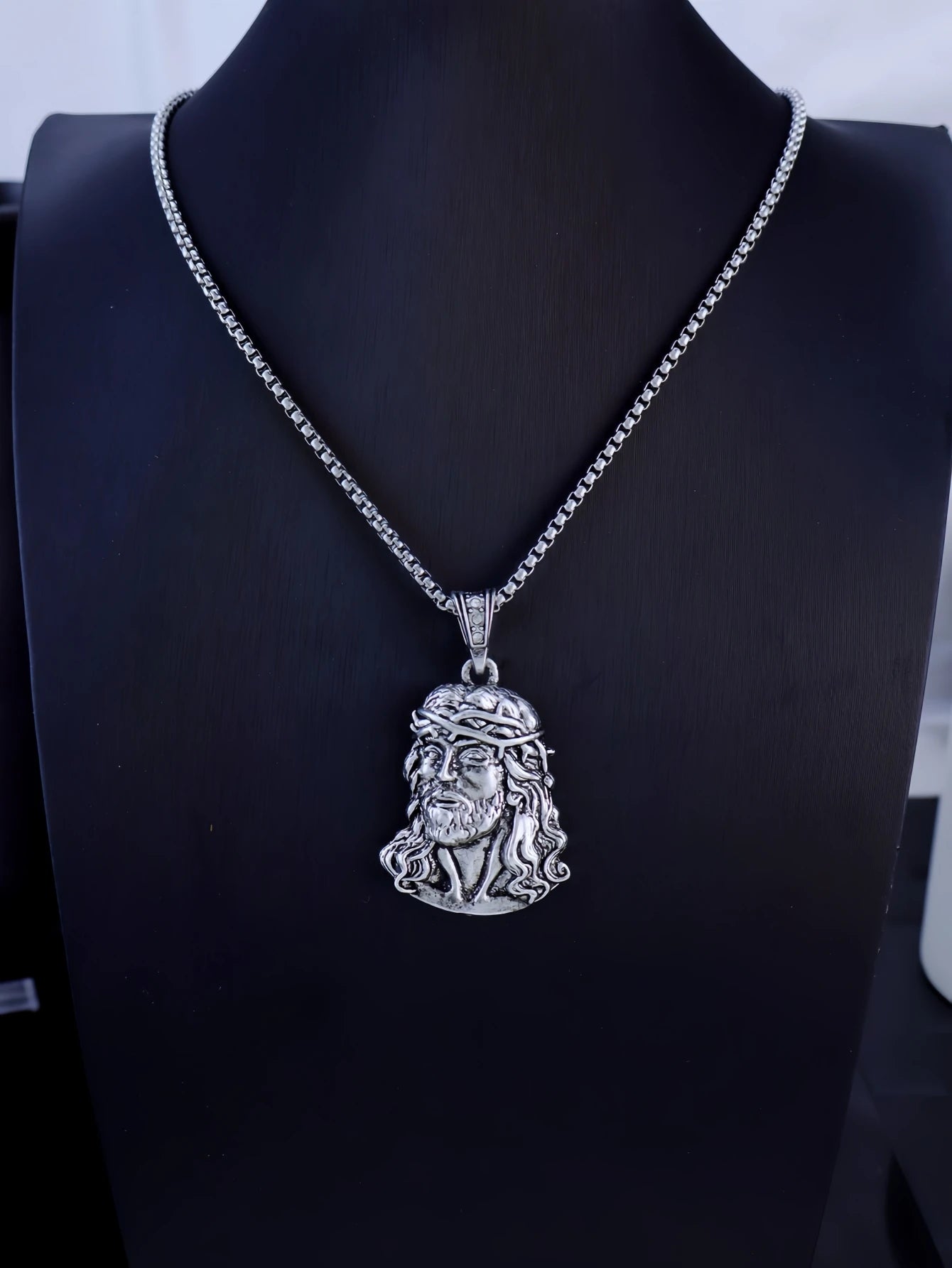6 Sizes Hip Hop Punk Style God Jesus Head Deluxe Gold Plated Pendant Collar Necklace Figaro Chain Men Women Jewelry