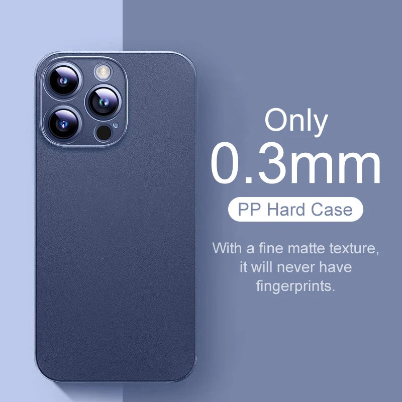 0.3mm Ultra Thin Matte Case For iPhone 16 15 14 13 12 mini 11 Pro XS Max X XR 7 8 Plus 16e Translucent Hard Frosted Cover Fundas