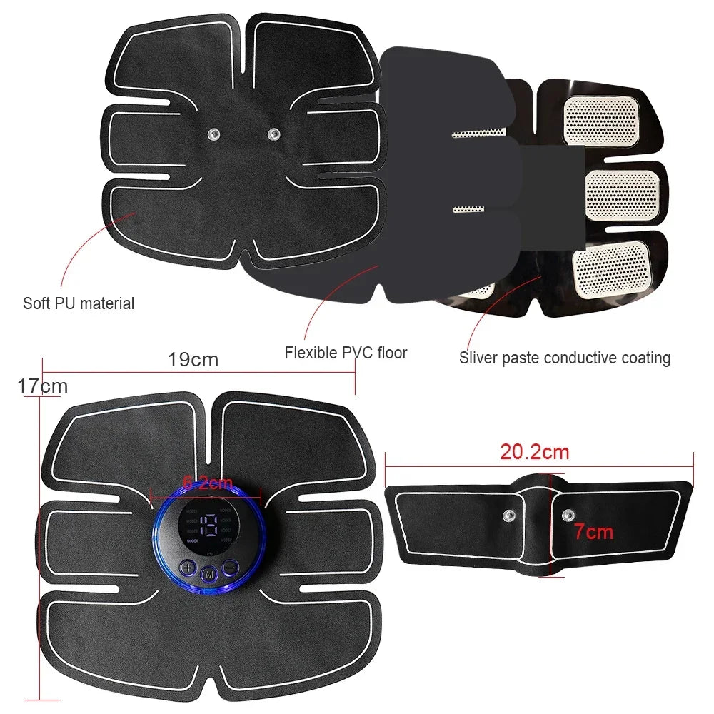 Smart EMS Muscle Stimulator Electric Wireless Abs Fitness Trainer Abdominal Training Weight Loss Stickers Body Slimming Massager