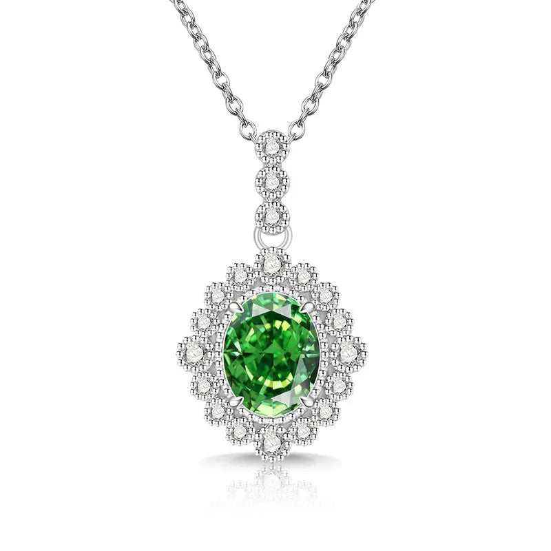 925 Sterling Silver Fashion Temperament Zircon Ice Flower Cut Pigeon Egg Necklace Birthday Party Anniversary Gift