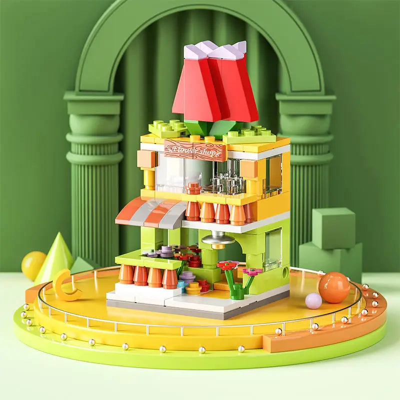 DIY Architecture Store Street View Food House Building Blocks Kit Girls Bricks Classic Movie Model Toys