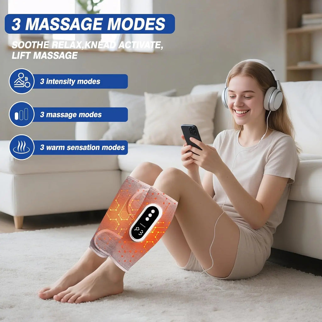 1pc/2pcs Leg Massager For Circular Calf Pressure, Air Compression Massager, Leg Massager With Heat, 3 Intensities, 3 Heat Levels