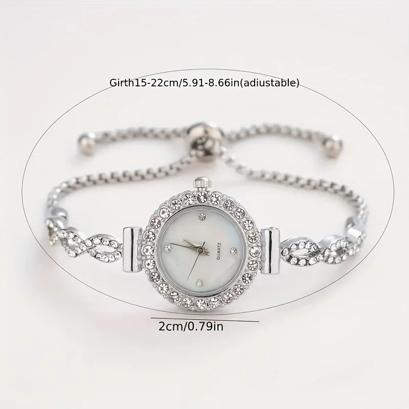 1 piece of women's luxury rhinestone quartz watch, paired with a durable zinc alloy strap
