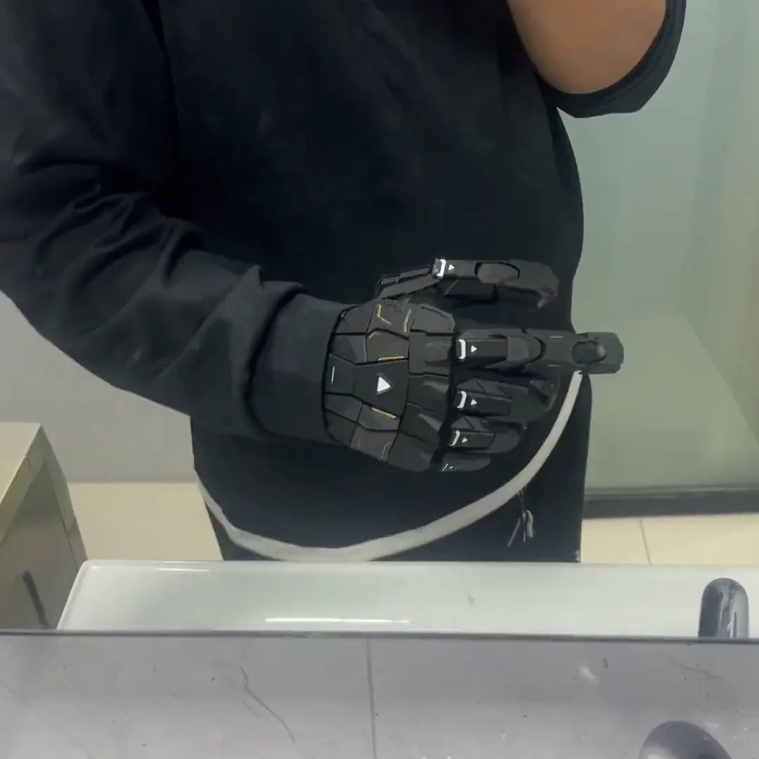 Gothic Techwear Exoskeleton Gloves 3D Printing Handmade Gluing Punk Mechanical Gloves Wearable Hand Armor Cosplay Props