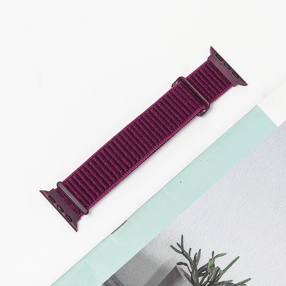 Nylon Strap For Apple Watch Band Ultra 2 49mm 45mm 41mm 44mm 42mm 38mm Adjustable Elastic Bracelet For iWatch Series 9 8 7 6 5 4