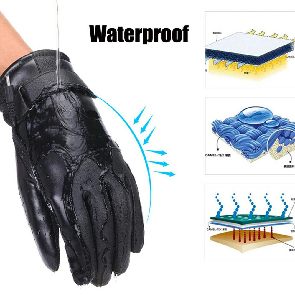 USB Electric Heated Gloves Outdoor Thermal gloves Hand warmer Winter Ski Gloves Motorcycle heated gloves Waterproof Touch Screen