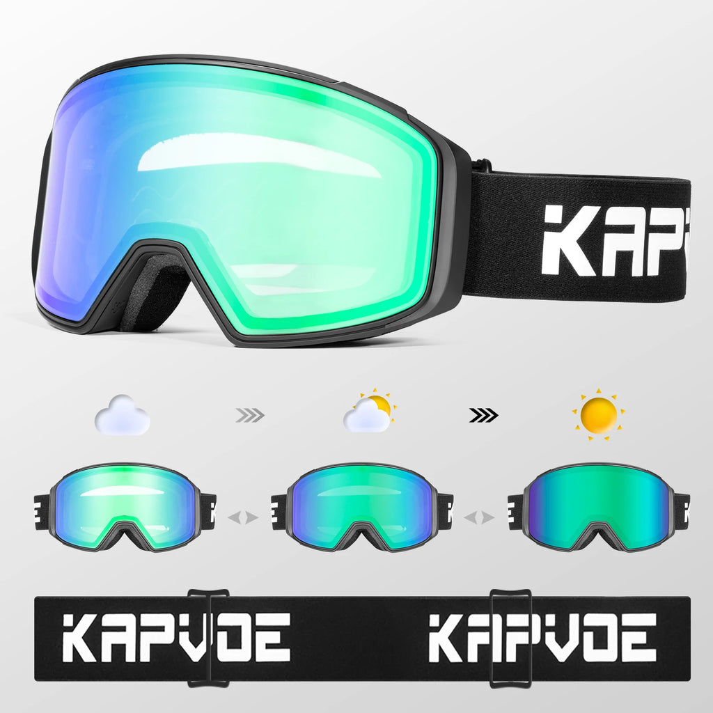 KAPVOE Ski Goggles Double Magnet adsorpt Layers UV400 Anti-fog Ski Glasses Snow Snowboard Glasses Snowmobile Eyewear