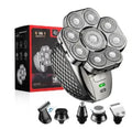 Multifunctional 9-Blade Floating Electric Shaver 6-in-1 Rechargeable Razor for Bald Head Beard Nose Ear & Facial Cleaning
