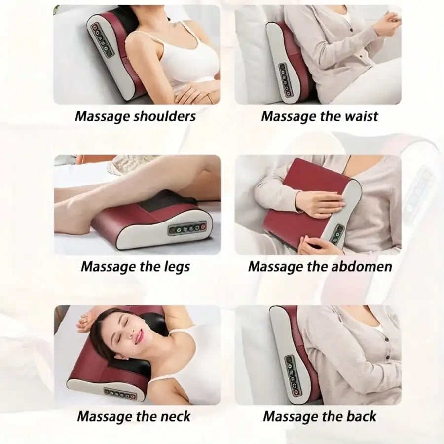 A Neck Massage Pillow with Heating Function, Equipped with Multiple Kneading Heads Specifically for the Neck, a Six-Button Control Panel, and Suitable for Various Body Parts Including the Neck, Shoulders, Waist, Back, and Leg