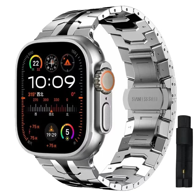 Ultra 2 Titanium Color Strap For Apple Watch 49mm 45mm 44mm 42mm Luxury Metal Band For IWatch 8 9 46mm Stainless Steel Bracelet