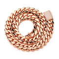 10-25mm Wide Hip Hop Bling Iced Out Round Cuban Miami Link Chain Necklaces for Men Rapper Jewelry Rose Gold Color