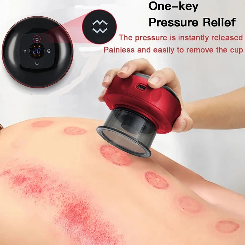 Smart Vacuum Cupper Body Cupping Scraping Massager Electric Heated Suction Cup Device Back Neck Arm Massager Relieve Fatigue