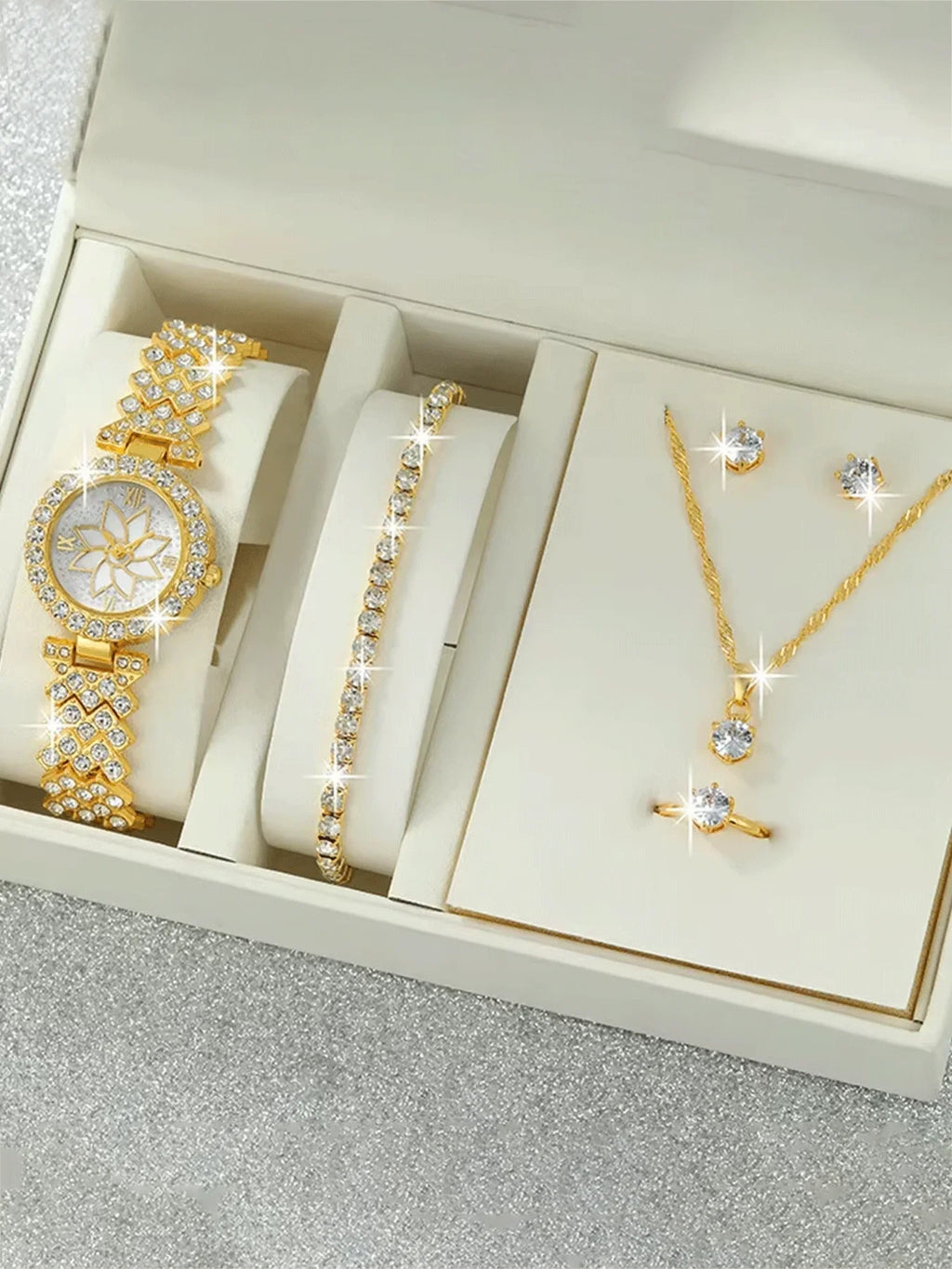 6-piece exquisite and versatile women's watch set, fashionable quartz watch, casual steel strip watch, women's watch set