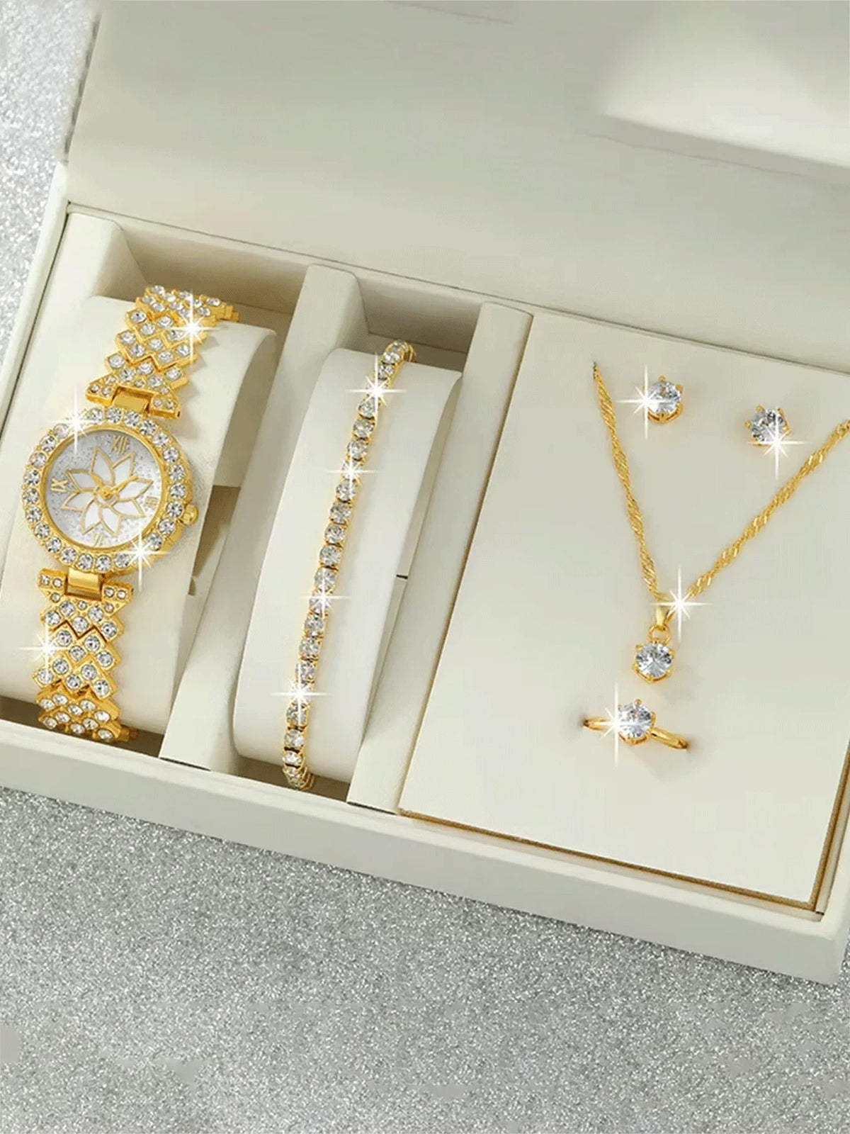 6-piece exquisite and versatile women's watch set, fashionable quartz watch, casual steel strip watch, women's watch set