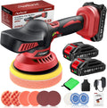 21V Cordless 6-Inch Car Polisher Kit with 2x2000mAh Batteries,6-Speed & 16PCS Attachments for Auto Detailing, Boat Sanding