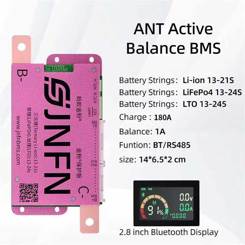 ANT BMS 1A Active Balance Smart BMS 13S 16S 48V 17S 20S 60V 24S 72V Lifepo4 18650 Li-Ion Lto 100A 120A 150A Battery Pack RS485