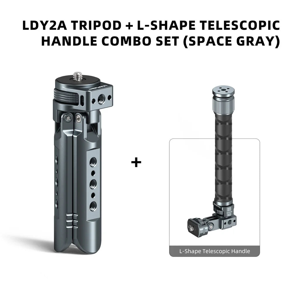 LEAPLIGHT Aluminum Mini Tripod for DJI Osmo Pocket 3/4/4P/360LunaUltra Camera Tripod Handheld Grip w 360° BallHead+Phone Stand