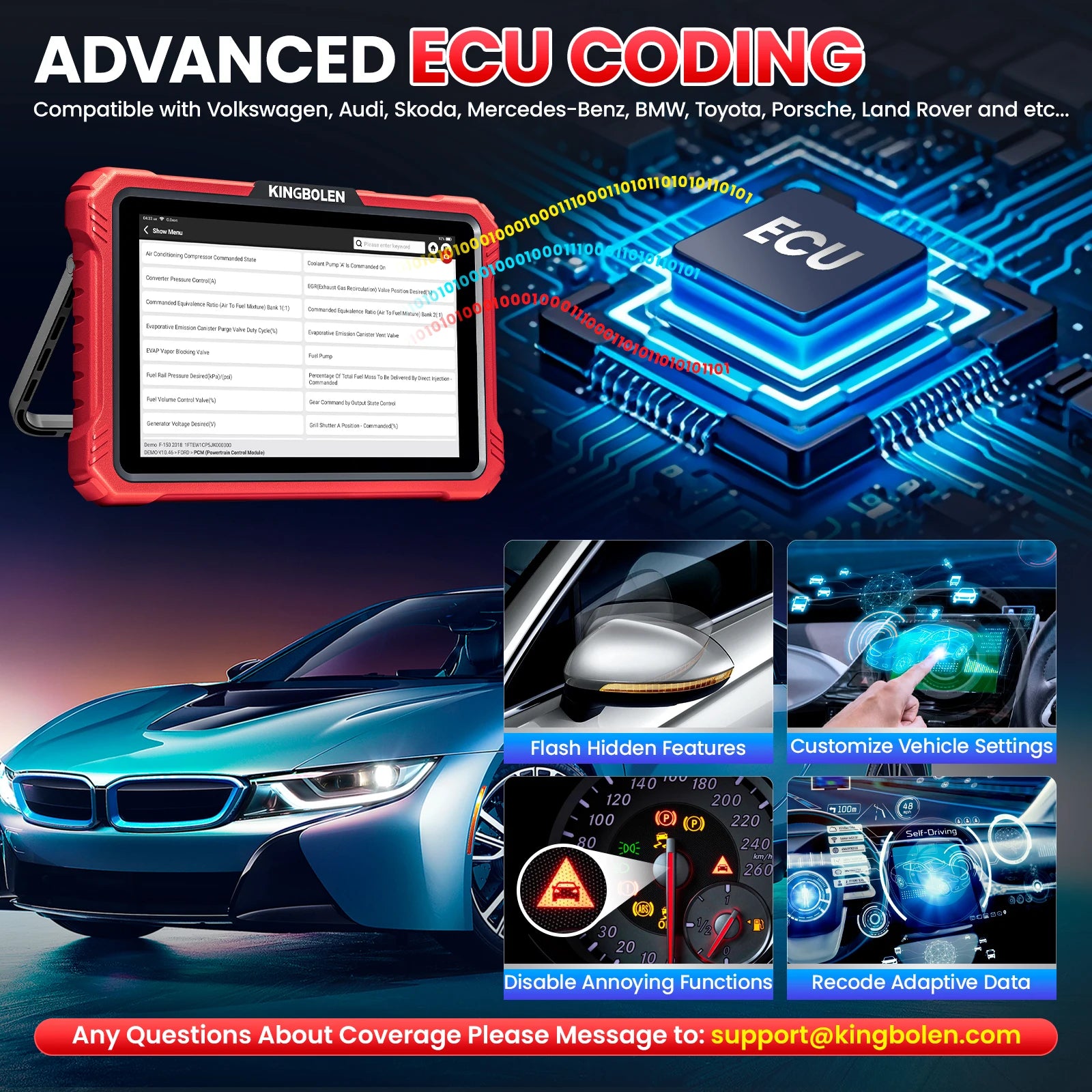 KINGBOLEN K10 ELITE Diagnostic Scanner 40+ Resets Auto Scan