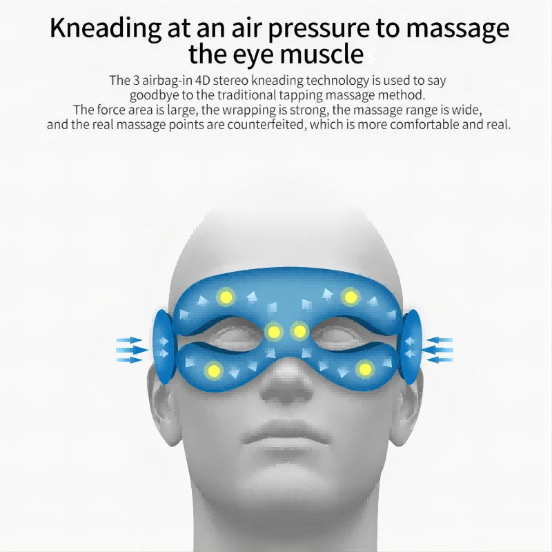Folding Eye Massager Eye Mask with Bluetooth Music Airbag Compression Eye Care Device Gift for Eye Strain Dry Eye Improve Sleep