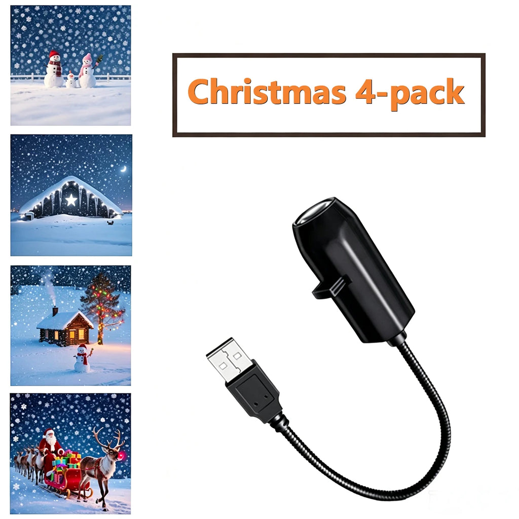 USB Powered Christmas Projector Lights with Santa Claus/Gingerbread Man/elk Patterns Spotlight Indoor Party Navidad Xmas Decor