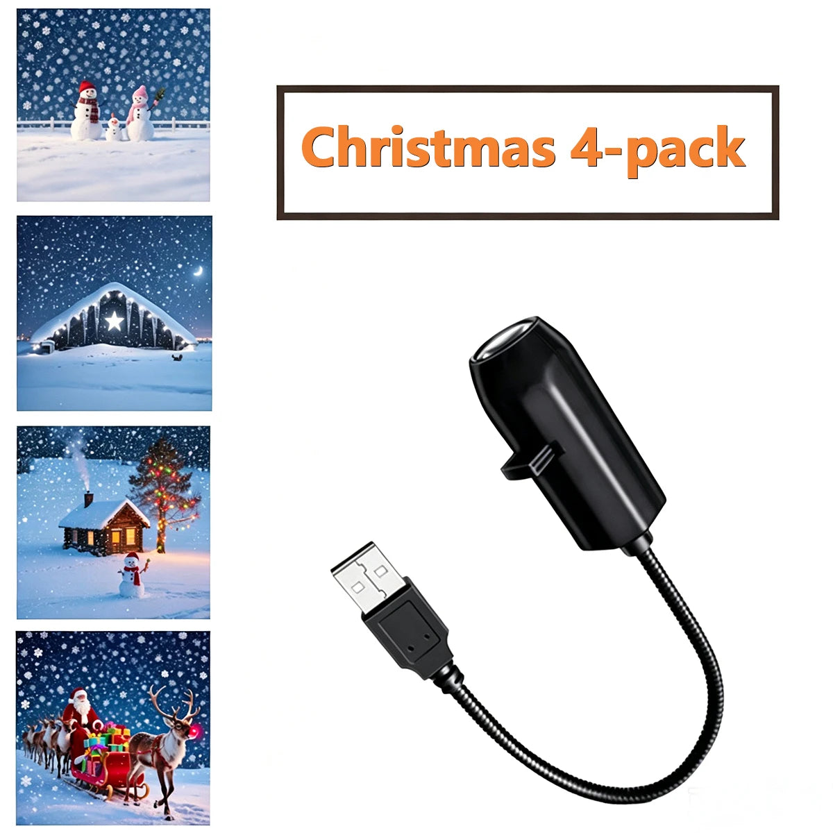 USB Powered Christmas Projector Lights with Santa Claus/Gingerbread Man/elk Patterns Spotlight Indoor Party Navidad Xmas Decor