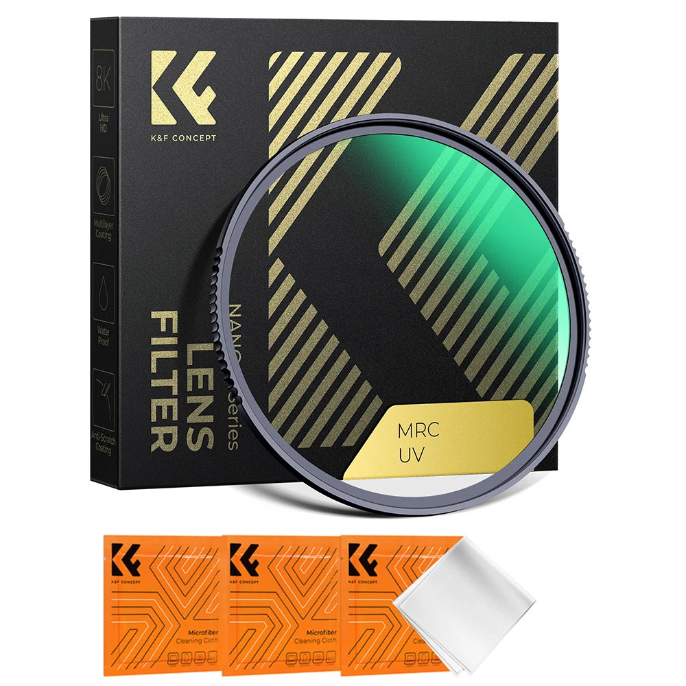 K&F CONCEPT MC UV Protection Lens Filter (Nano-X Series) 8K HD Multi Coated Ultra Slim UV Filter 37mm-127mm with Cleaning Cloth