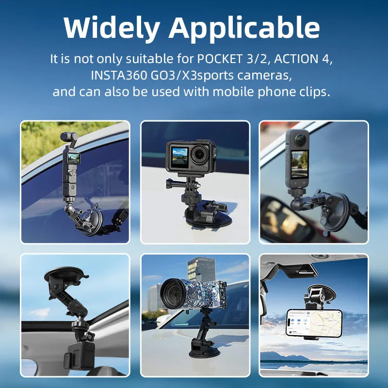 For Go Pro 13 12 11 10 9 8 7 Accessories Car Phone Suction Cup Holder for Insta 360 X5 X4 ACE PRO 2 SJCAM DJI OSMO Action 5 Pro