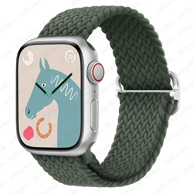 Braided Loop for Apple Watch Strap 44mm 40mm 45mm 41mm 42mm 38mm 49mm Elastic Solo Bracelet IWatch Series 7 Se 3 6 Ultra 8 Band