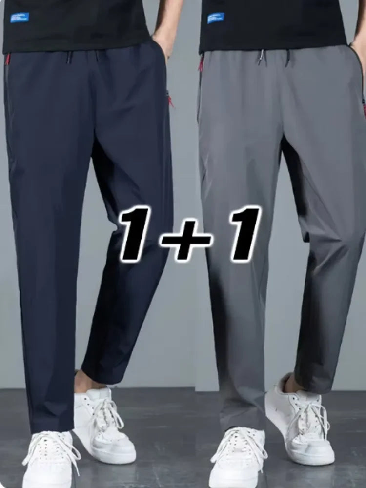 2 Pieces Men's Casual Pants Stretch Elastic Waist Jogger Korean Classic Blue Black Gray Male Brand Trousers Plus Size