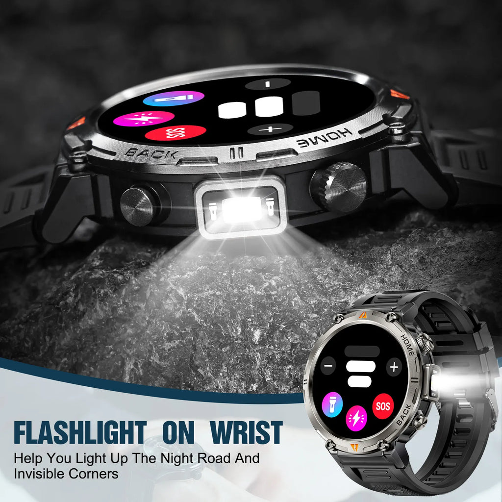 EIGIIS KE3 Smart Watch 3ATM Waterproof Original Design For Men Bluetooth Call Health Monitor With Flashlight 100+ Sports Modes