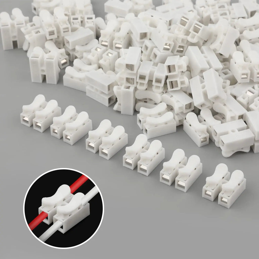 50pcs Push Quick Wire Cable CH2 Connector 10A 220V 2 Pin Push-in Spring Loaded Electrical Connectors for Lighting Electrical