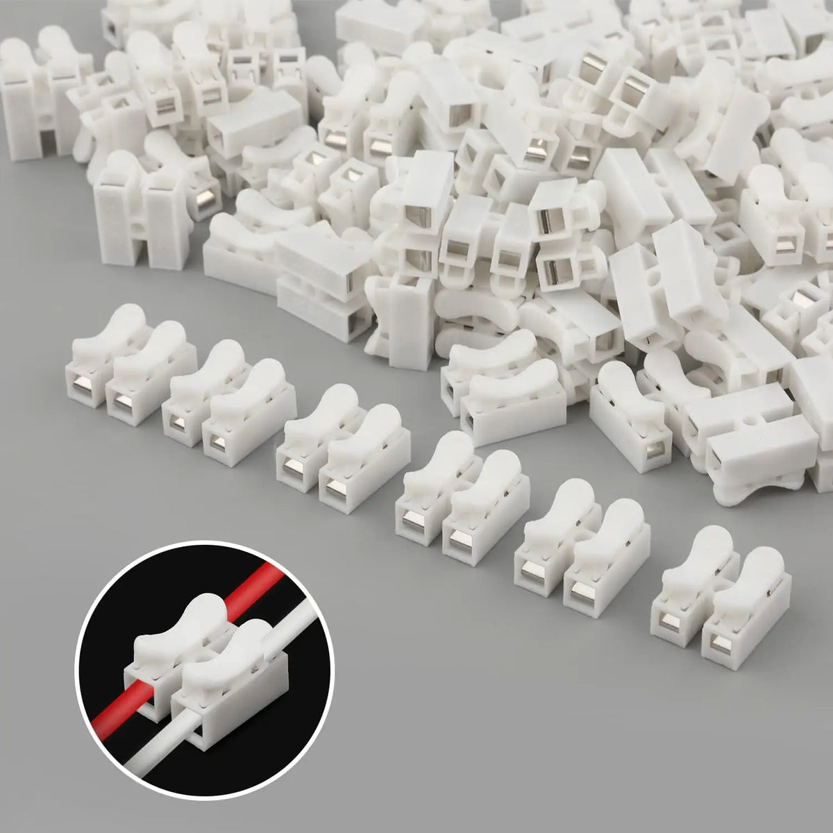 50pcs Push Quick Wire Cable CH2 Connector 10A 220V 2 Pin Push-in Spring Loaded Electrical Connectors for Lighting Electrical