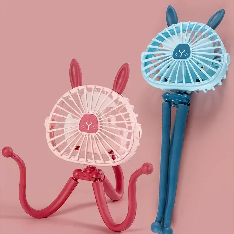 Baby Stroller Fan With Clip, Octopus Shapoed Funny Fan With Flexible Tripod Wrapped, USB Rechargeable Portable Fan for Car Seat