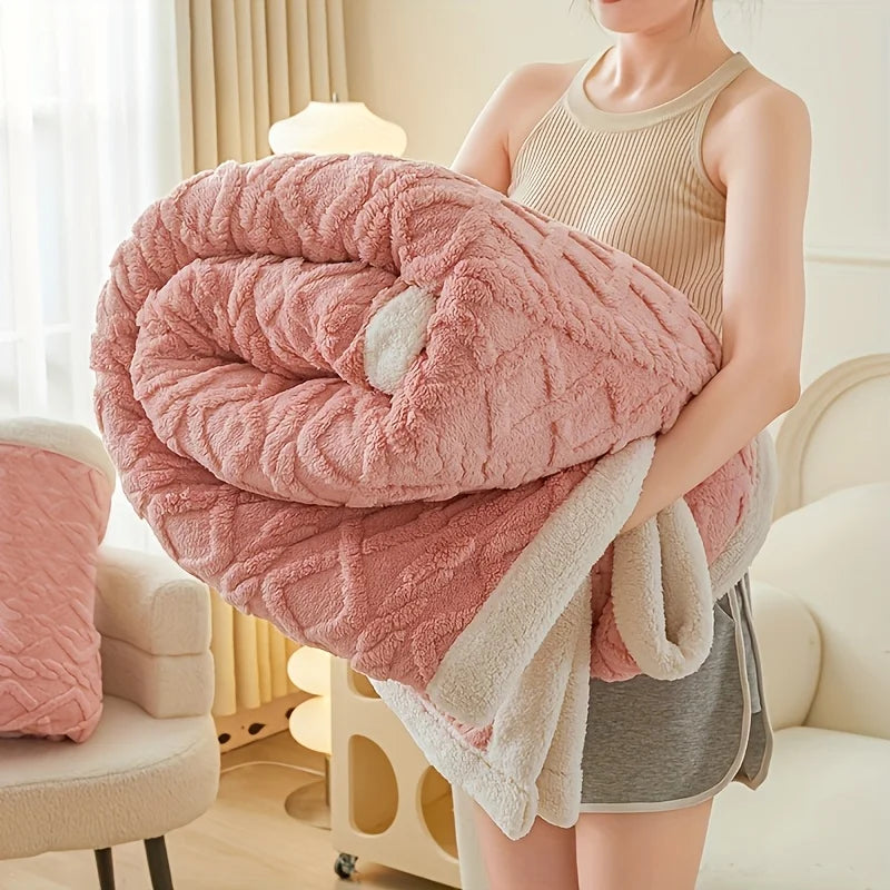 1pc Jacquard Sherpa Weighted Blanket 8lbs for Adults- Soft, Warm, and Thickened Calm Blanket for Ultimate Comfort 4 colours