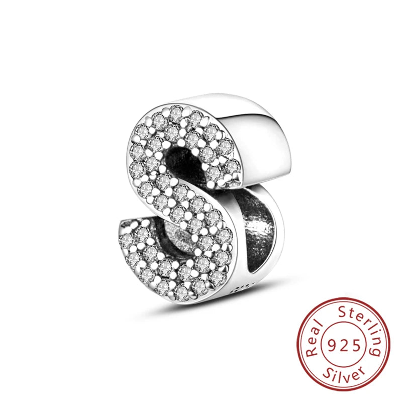 Charms Fit Original Bracelet A-Z Alphabet Charms Beads 925 Sterling Silver 26 Letters Charm for Women Girl DIY Fine Jewelry Gift