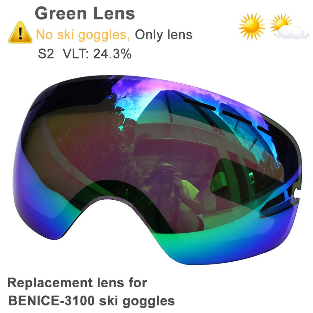 UV400 Anti-fog Double Layers Ski Goggles Big Lens Ski Mask Glasses Skiing Snow Snowboard Eyewear Mirror Polarize Goggles for men