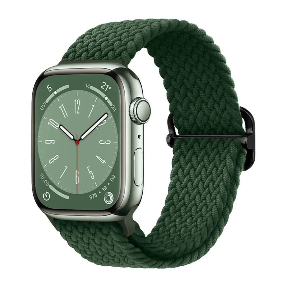 Braided Loop for Apple Watch Strap 44mm 40mm 45mm 41mm 42mm 38mm 49mm Elastic Solo Bracelet IWatch Series 7 Se 3 6 Ultra 8 Band