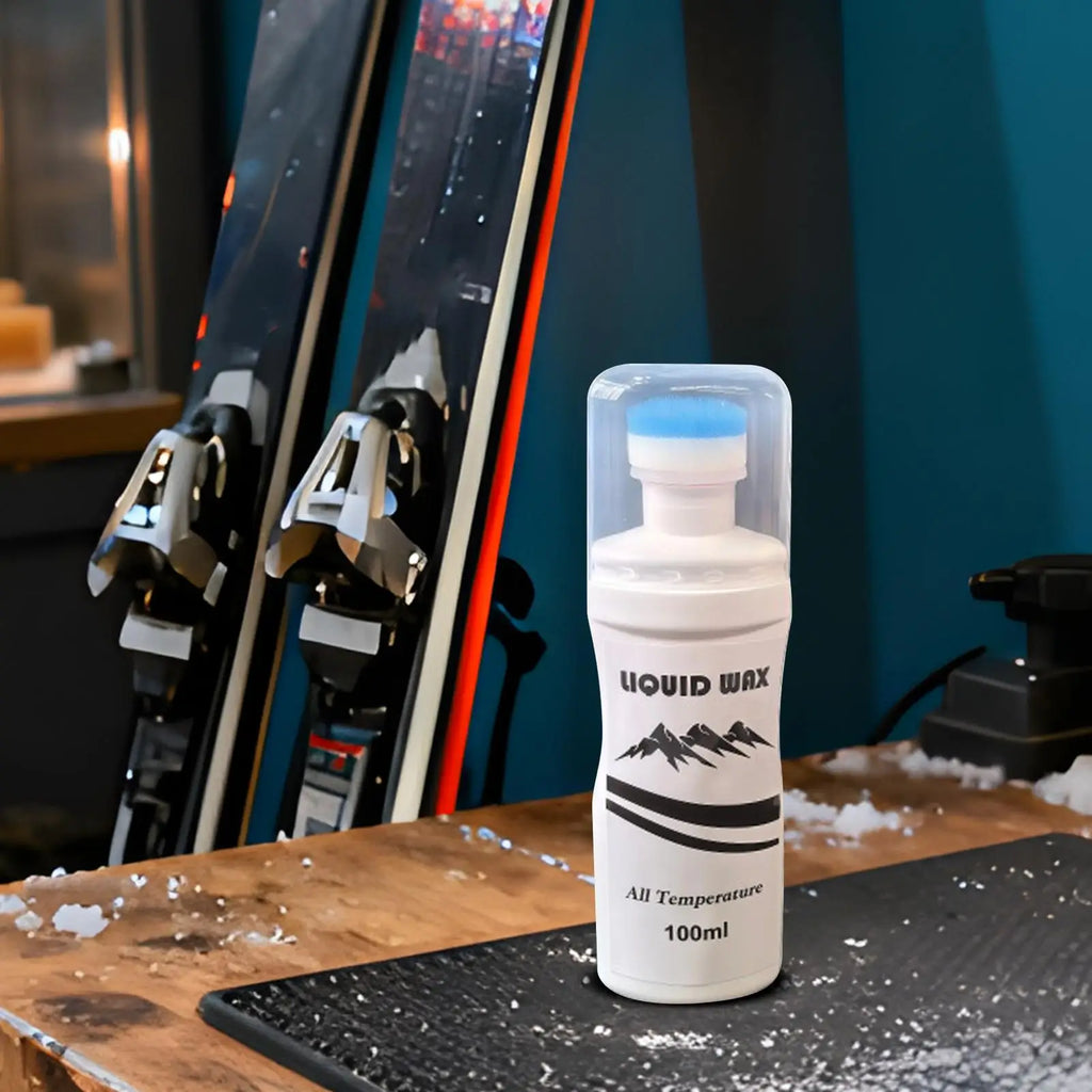 100ml Liquid Ski Wax with Applicator Long Lasting Glide & Protection for Skis & Snowboards, Easy Rub-On Formula for Home Tuning
