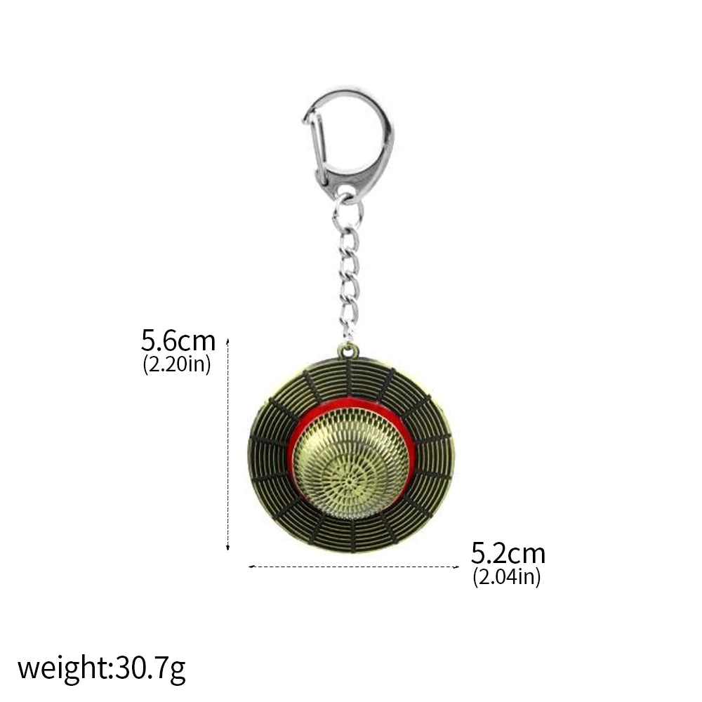 One Piece Luffy Straw Hat Keychain Rotatable Zoro Skull Metal Pendant Role-Playing Decorative Accessories Fan Jewelry Gift
