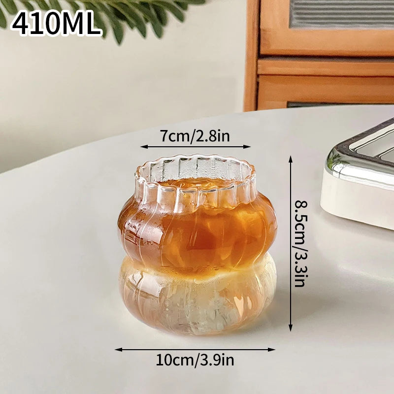 Transparent Coffee Cup, Japanese Style Glass Cup, Layered Cocktail Dessert Display Cup, Breakfast Milk Cup, 300ml Cold Drink Cup