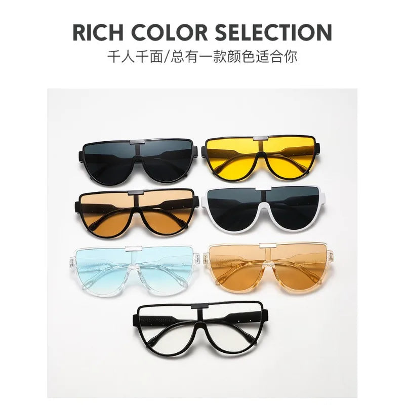 Vintage Semi-round Sunglasses Women Fashion Monoblock Outdoor Goggle Shades Trending New Design UV400 Eyewear