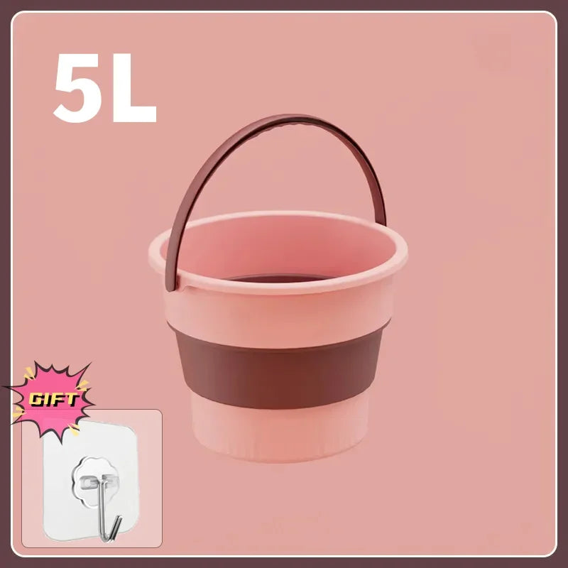 5/10/17L Portable Folding Bucket Multifunctional Thickened Silicone Bucket for Car Washing and Fishing Camping Folding Bucket