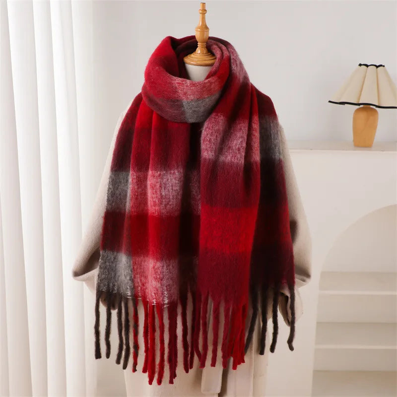 2025 NEW Luxury Cashmere Women Plaid Scarf Winter Warm Shawl and Wrap Bandana Pashmina Long Tassel Female Foulard Thick Blanket